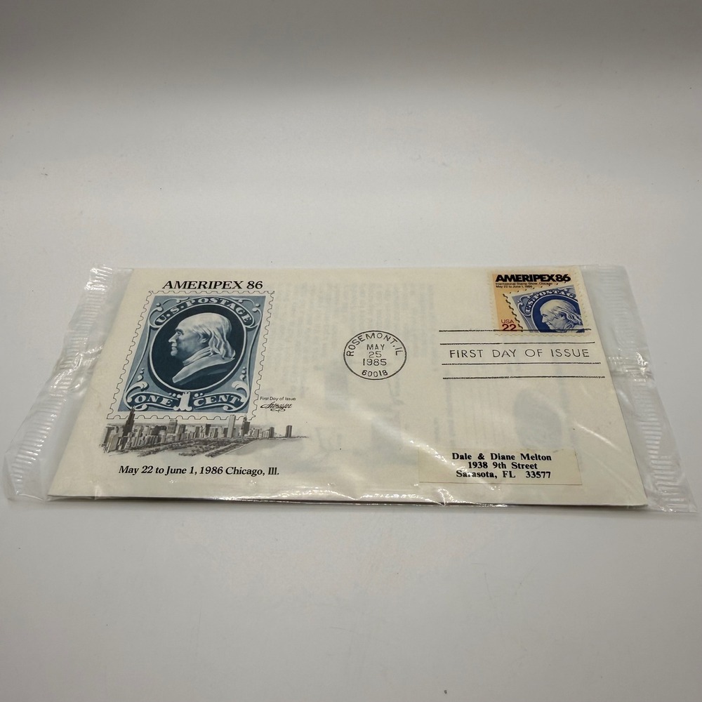 Ameripex 86 First Day of Issue Cover Benjamin Franklin Stamp Chicago 1985 FDC